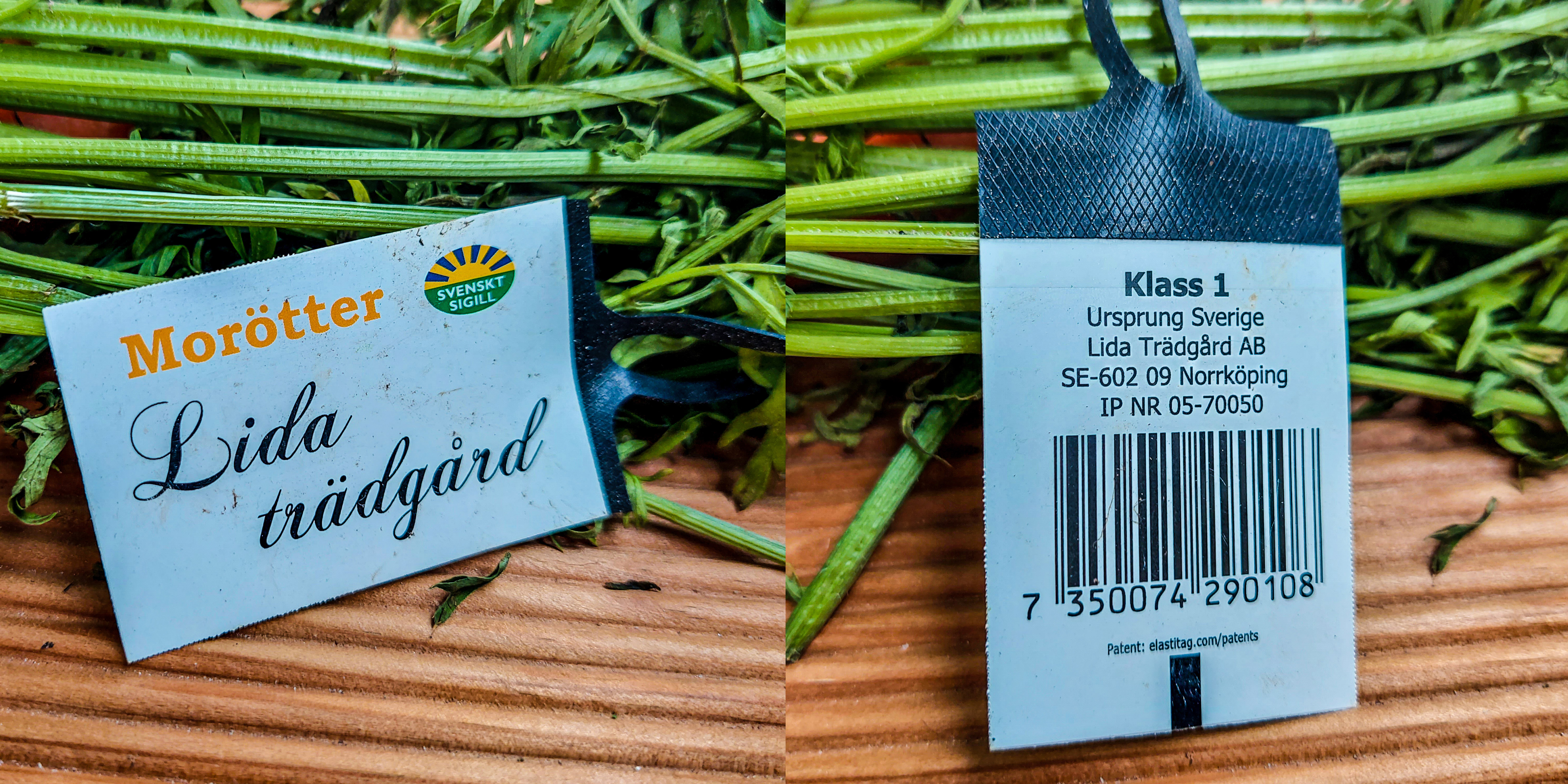 Svenskt Sigill märkning av morötter